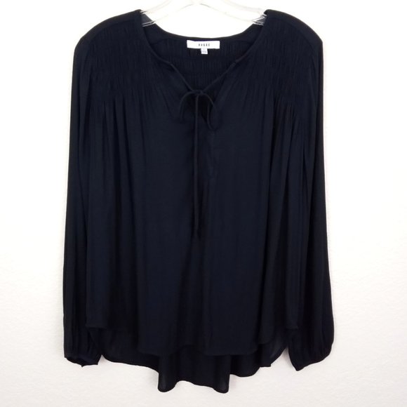 RO & DE Black Smocked High/Low Blouse Top S - Picture 2 of 13